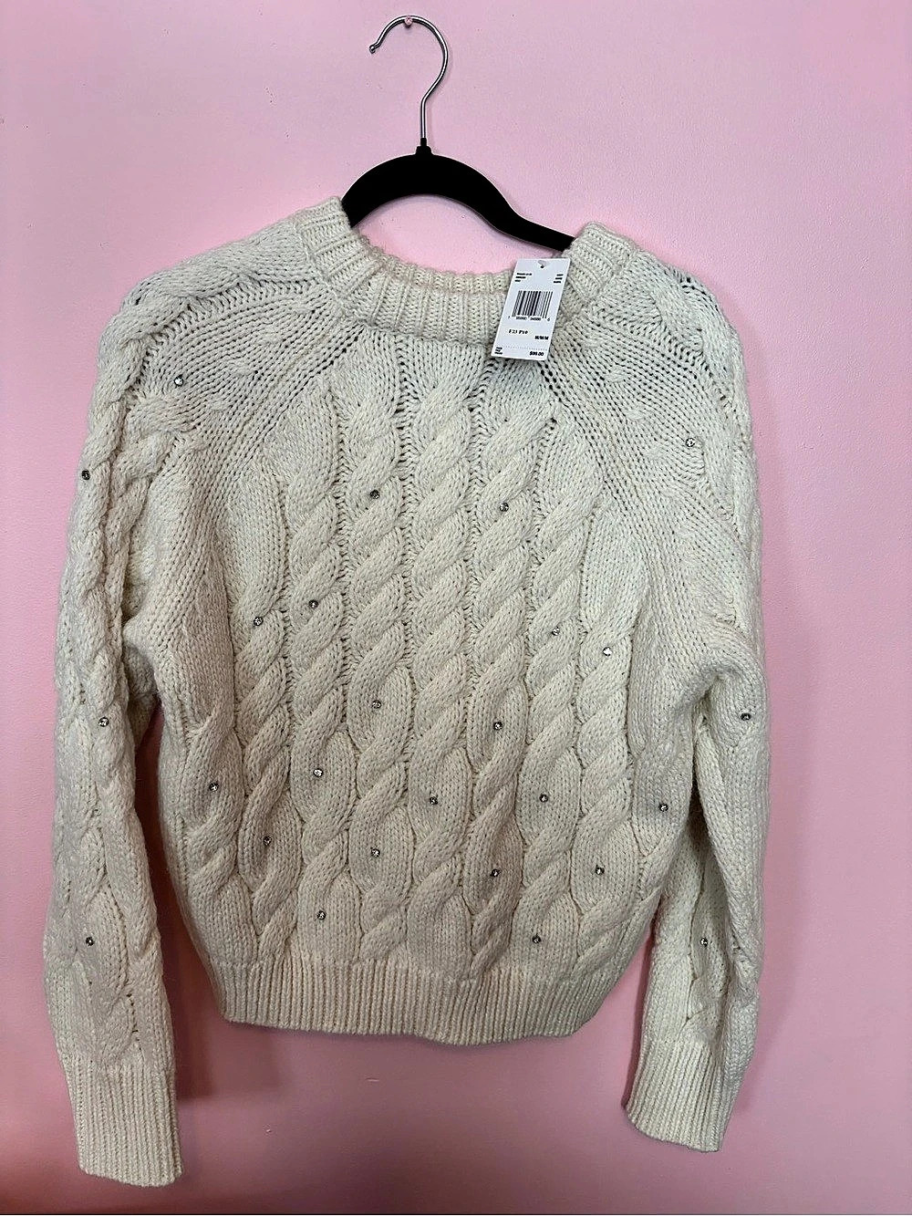 Buffalo David Bitton Cable Knit Sweater in White Size Medium NWT
